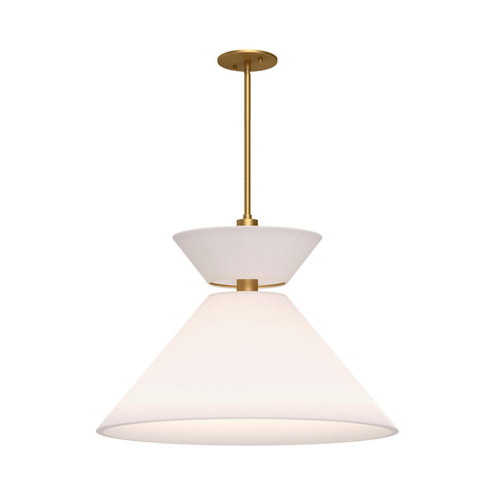 Chapelle 22-in Aged Gold/White Linen 1 Light Pendant
