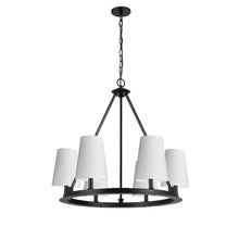 Load image into Gallery viewer, 6LT Incandescent Chandelier, MB w/ WH Shades
