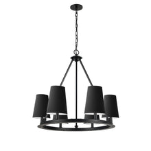 Load image into Gallery viewer, 6LT Incandescent Chandelier, MB w/ BK Shades
