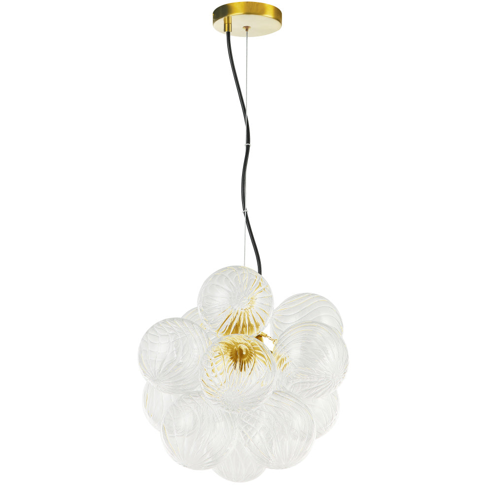 3LT Pendant, AGB w/ CLR Spiral Glass