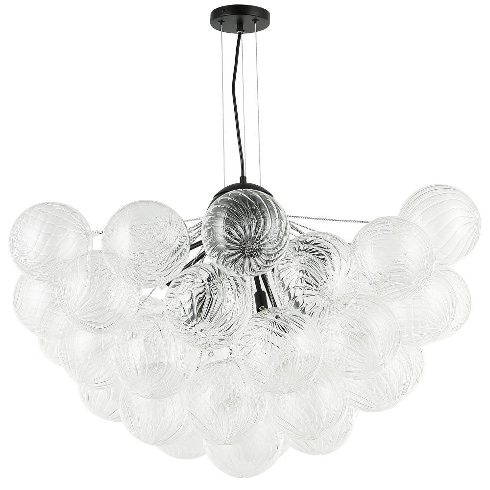 12LT Chandelier, MB w/ CLR Spiral Glass