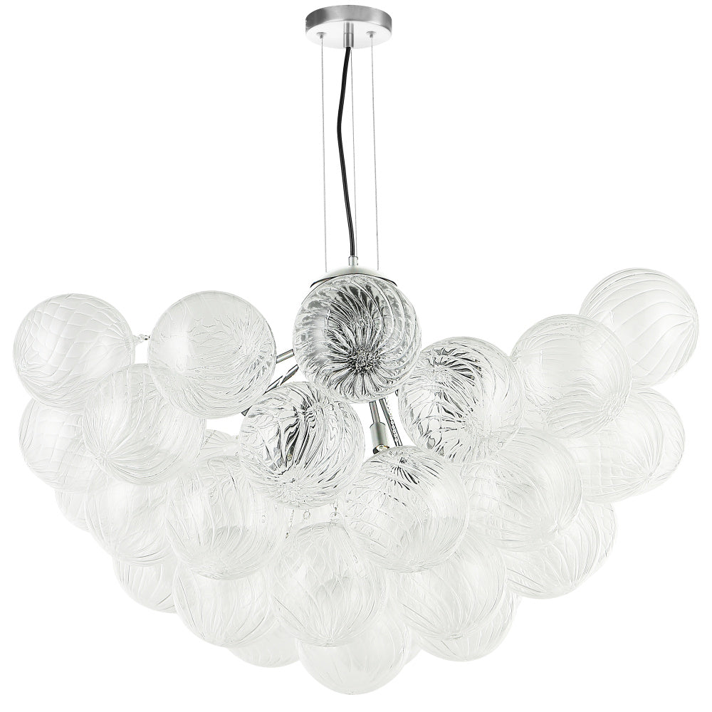 12LT Chandelier, PC w/ CLR Spiral Glass