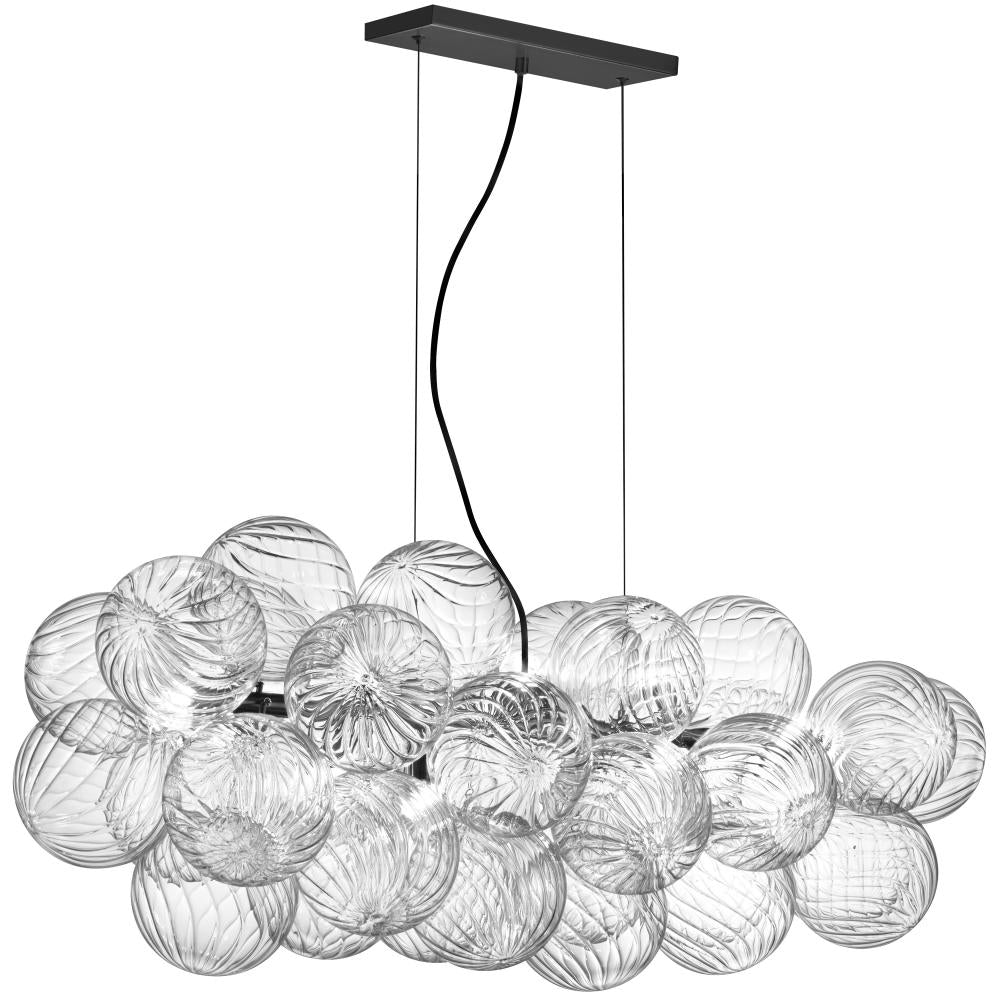 10LT Horiz Pendant, MB w/CLR Spiral Glass