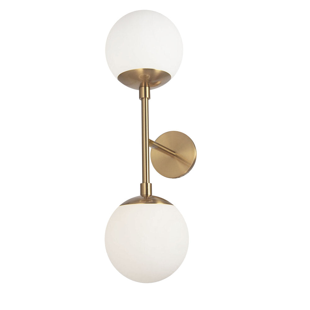 2LT Wall Sconce, AGB w/ WH Opal Glass