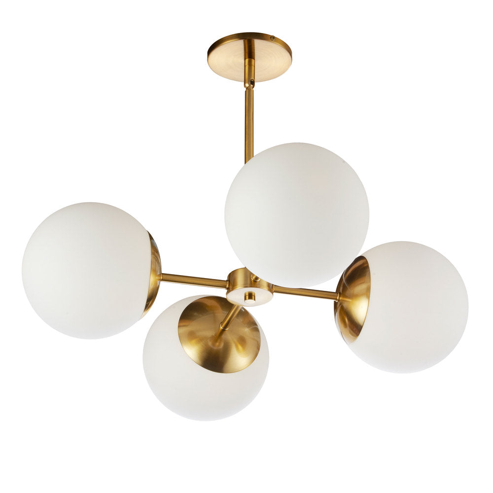4LT Chandelier, AGB w/ WH Opal Glass