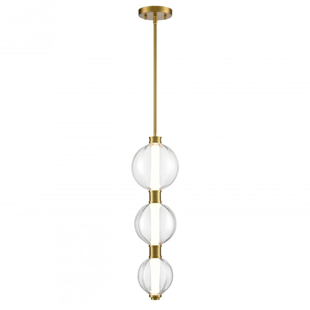 Glimmer Pendant, Brass w/pumpkin glass
