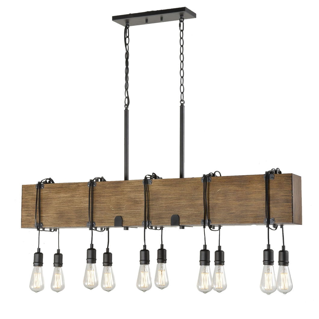 Timber Lodge Linear Chandelier in Ironwood