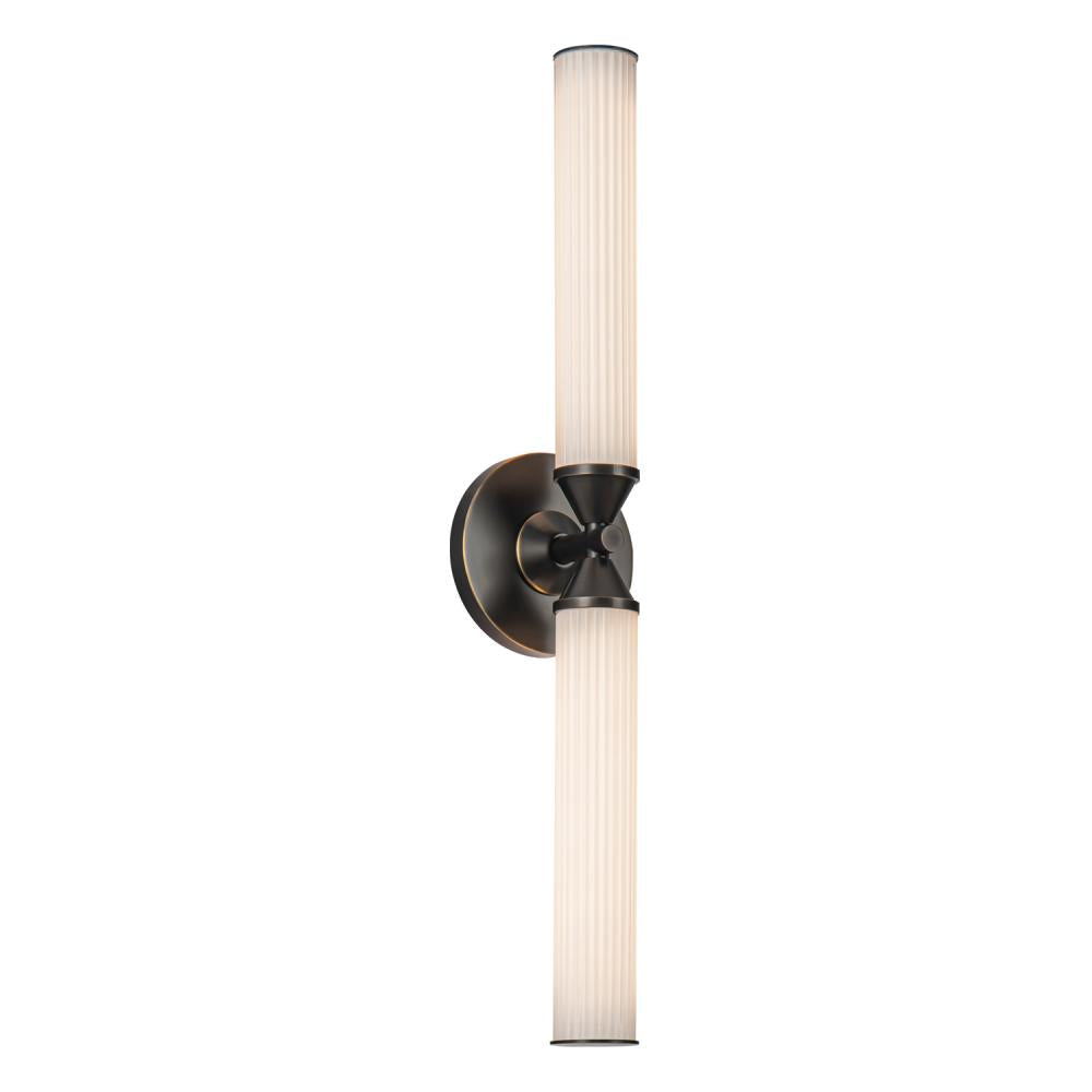 Edwin 22-in Urban Bronze/Frosted Ribbed Glass LED Wall/Vanity
