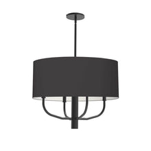 Load image into Gallery viewer, 4LT Incandescent Pendant, MB w/ BLK Fabric Shade
