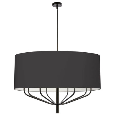 8LT Incandescent Chandelier, MB w/ BK Shade