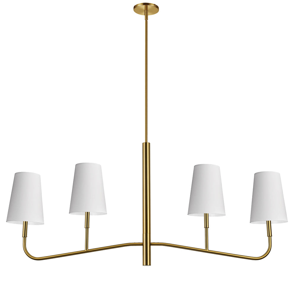 4LT Incan Horizontal Chandelier, AGB w/ WH Shades