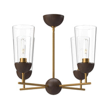 Load image into Gallery viewer, Emil 25-in Aged Gold/Walnut 4 Lights Chandeliers
