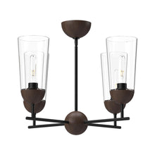 Load image into Gallery viewer, Emil 25-in Matte Black/Walnut 4 Lights Chandeliers
