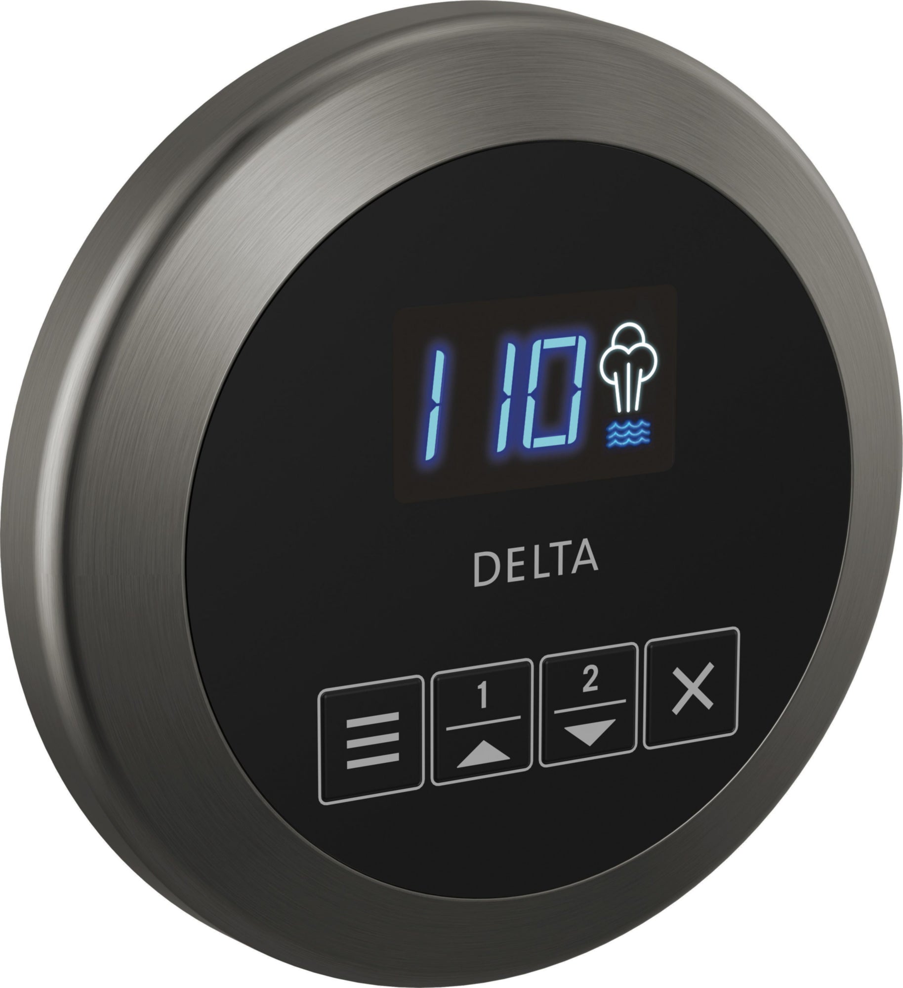 ROUND STEAM CONTROL BLACK STAINLESS