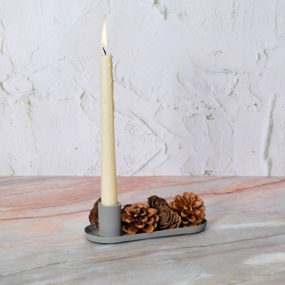 Pearl tray candleholder grey - by Rosha