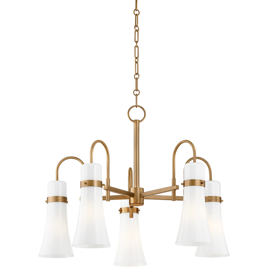 Maple Chandelier In Patina Brass