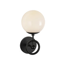 Load image into Gallery viewer, Fiore 6-in Matte Black/Glossy Opal Glass 1 Light Wall Vanity
