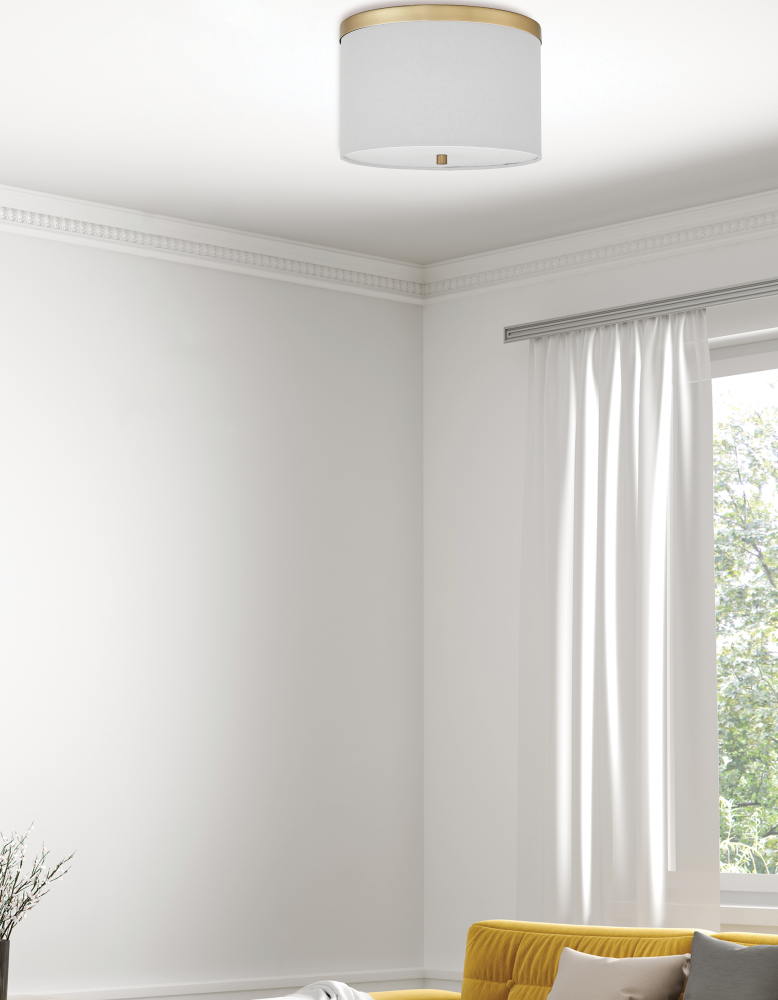 2LT Flush Mount, AGB w/ WH Shade