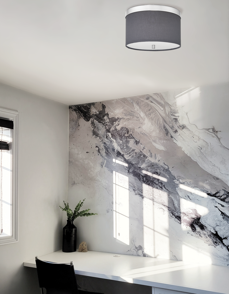 2LT Flush Mount, PC w/ GRY Shade