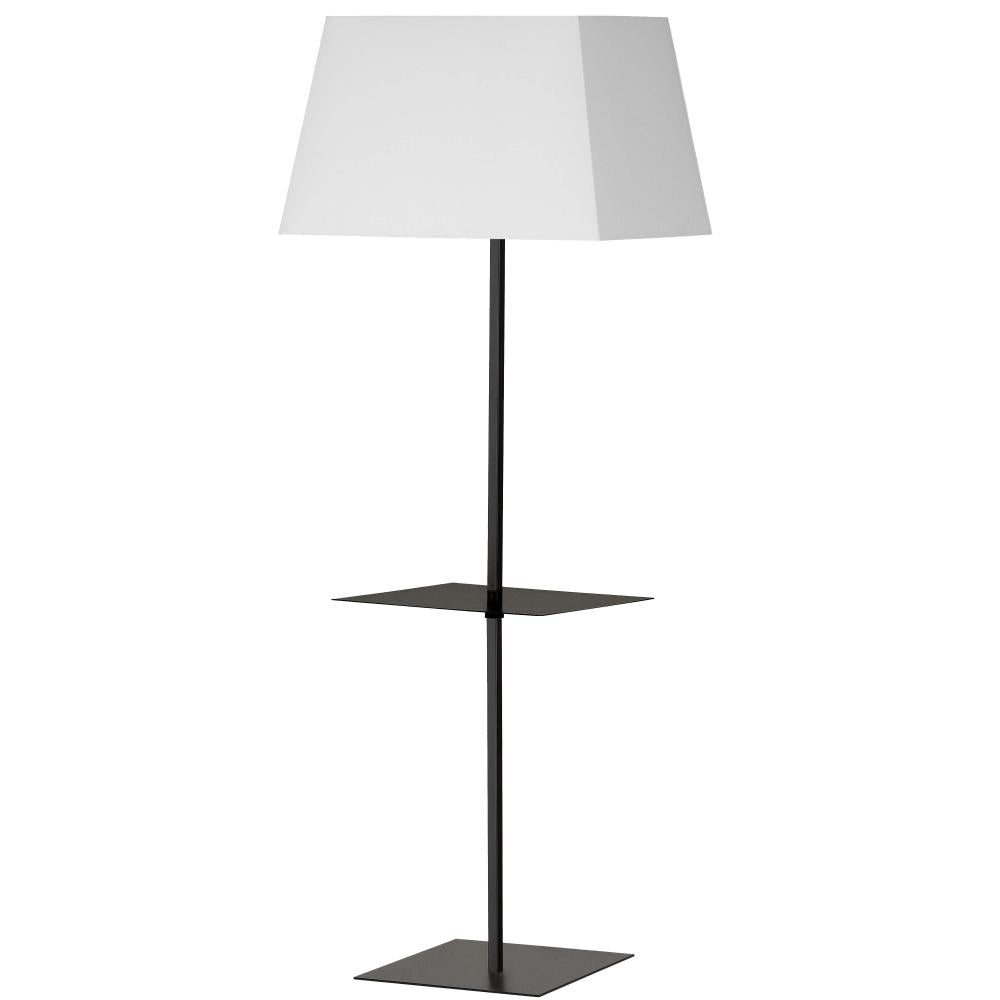 1LT Sq Base Floor w/ Shelf, MB w/ WH Shade