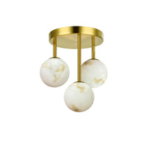Load image into Gallery viewer, 4LT Flush Mount, AGB w/ Faux Alabaster

