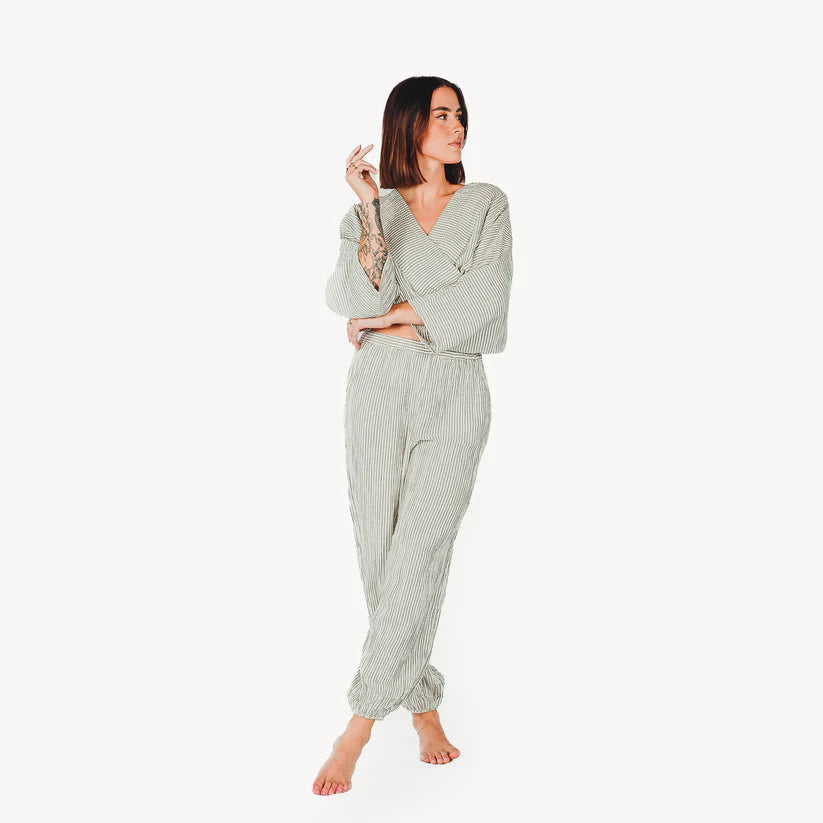 Striped Crinkle Jogger Pants