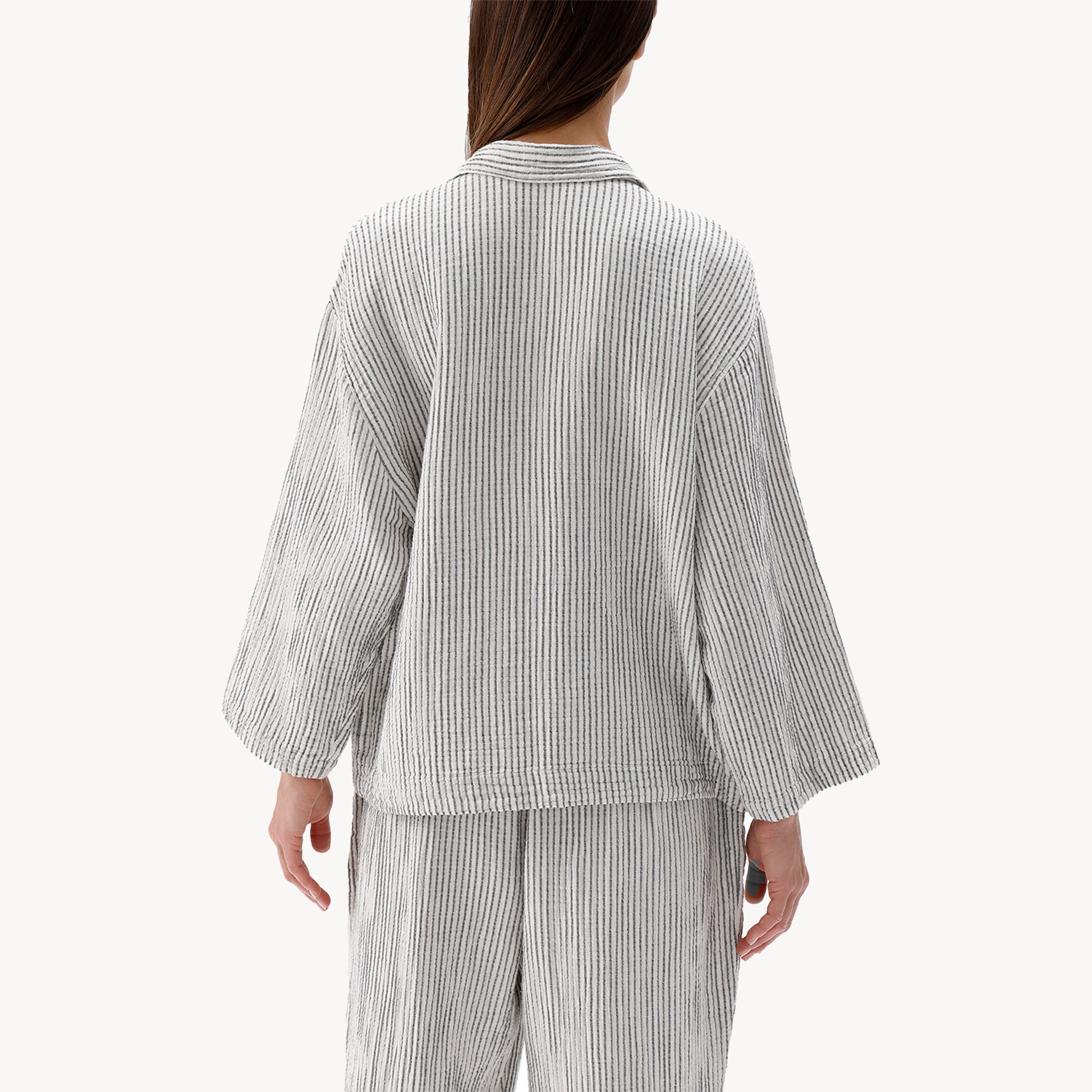 Striped Crinkle Shirt Blouse