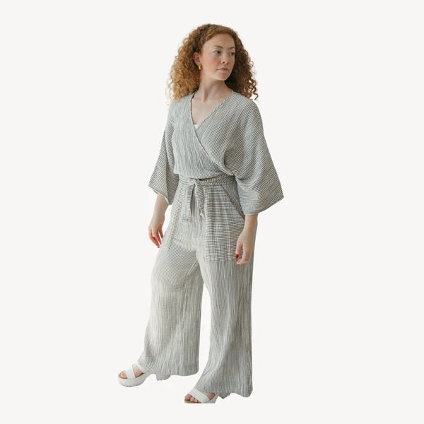 Striped Crinkle Pocketed Pant