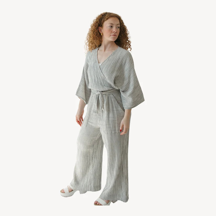 Striped Crinkle Pocketed Pant