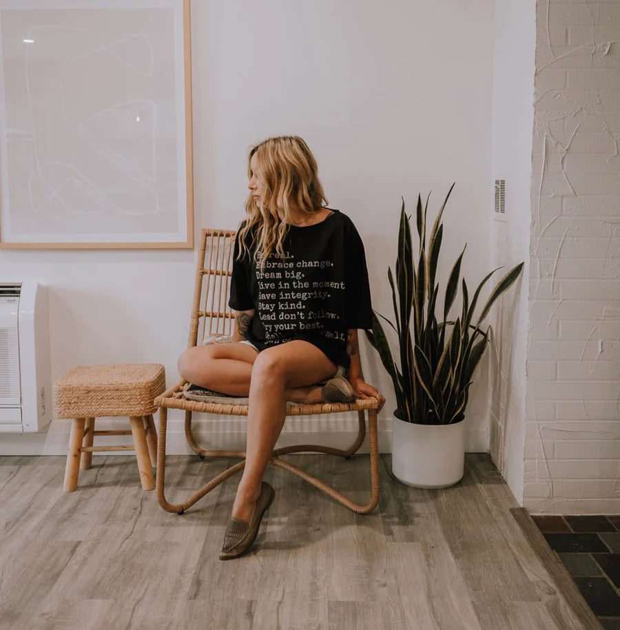 The Weekender Boxy Tee - Values - Black