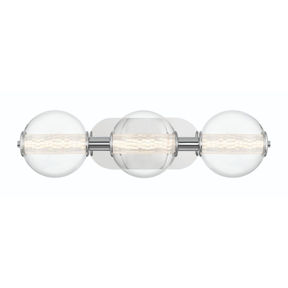 Atomo 3 Light Sconce in Chrome with Clear Glass