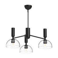 Load image into Gallery viewer, Jude 38-in Clear Glass/Matte Black 3 Lights Chandeliers
