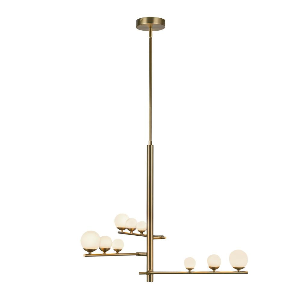 Cypress 3 Head Brushed Gold/Opal Glass LED Chandelier