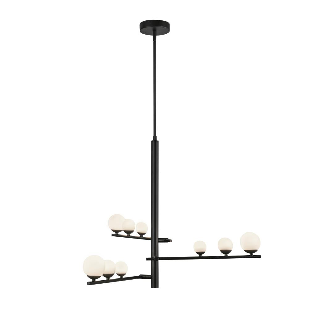 Cypress 3 Head Black/Opal Glass LED Chandelier