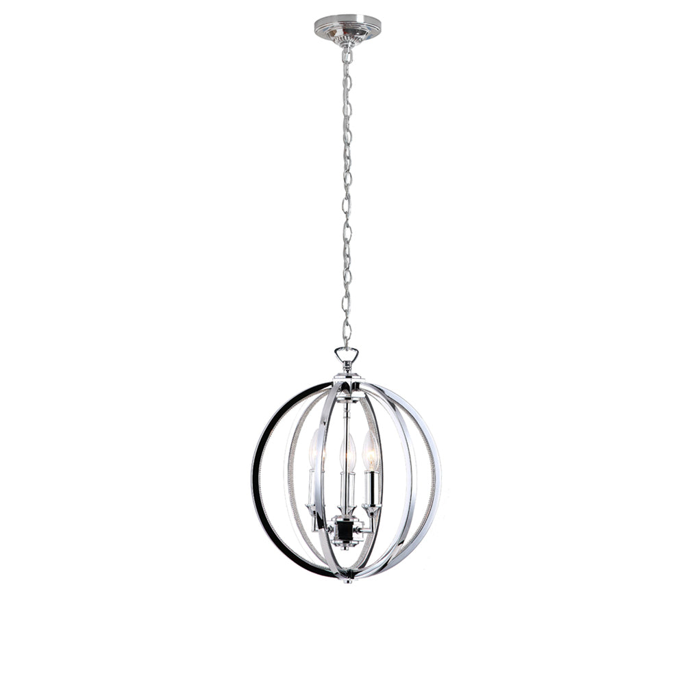 3LT Chandelier, Polished Chrome w/Jewelled Accents