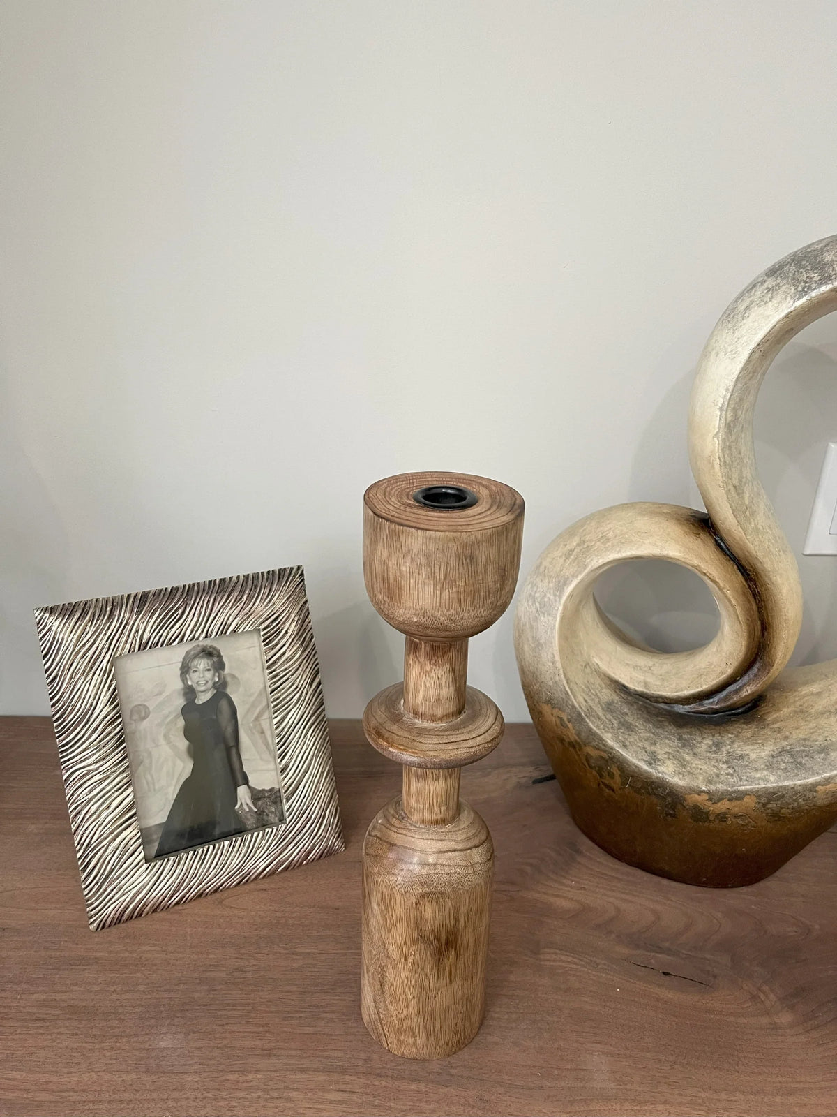 3.5"X12" WOOD TAPER CANDLE HOLDER