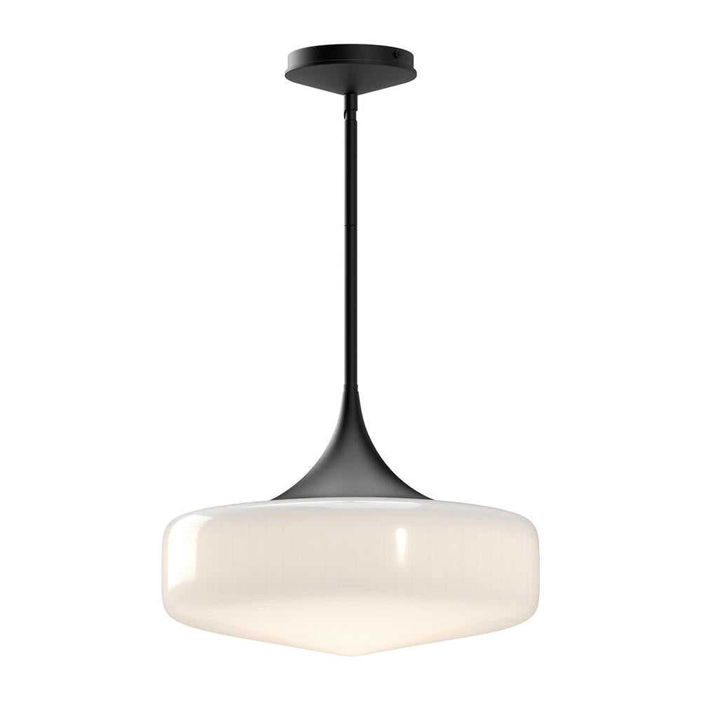 Lincoln 14-in Glossy Opal Glass/Matte Black 1 Light Pendant
