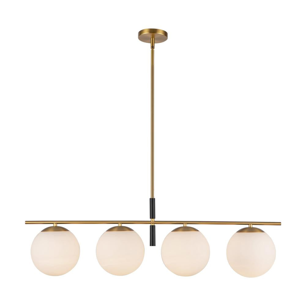 Zuri 37-in Brushed Gold/Opal Glass Socket Linear Pendant