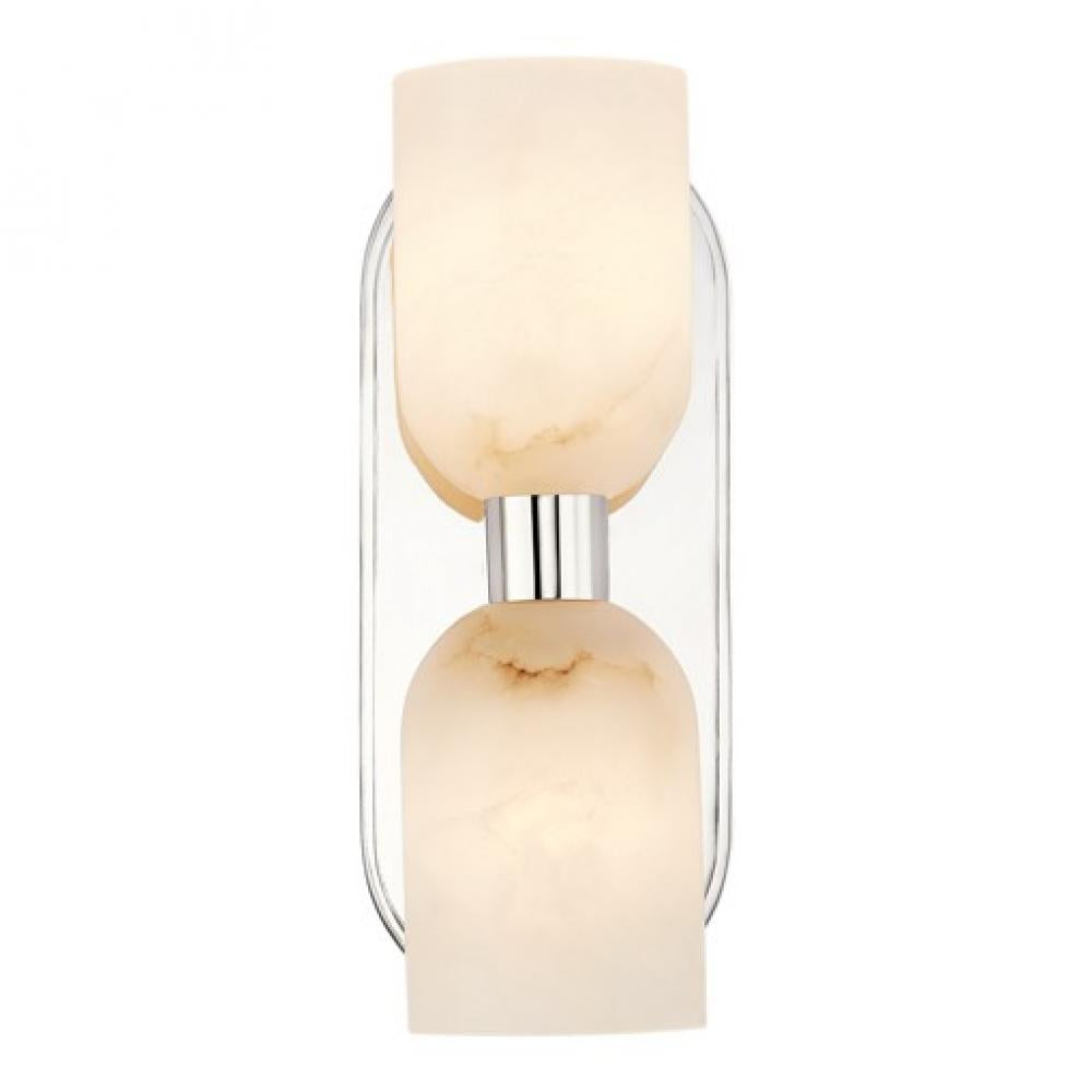 Lucian 11-in Polished Nickel/Alabaster 2 Lights Wall/Vanity