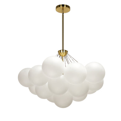 4LT Halogen Chandelier, AGB w/ Frosted Glass