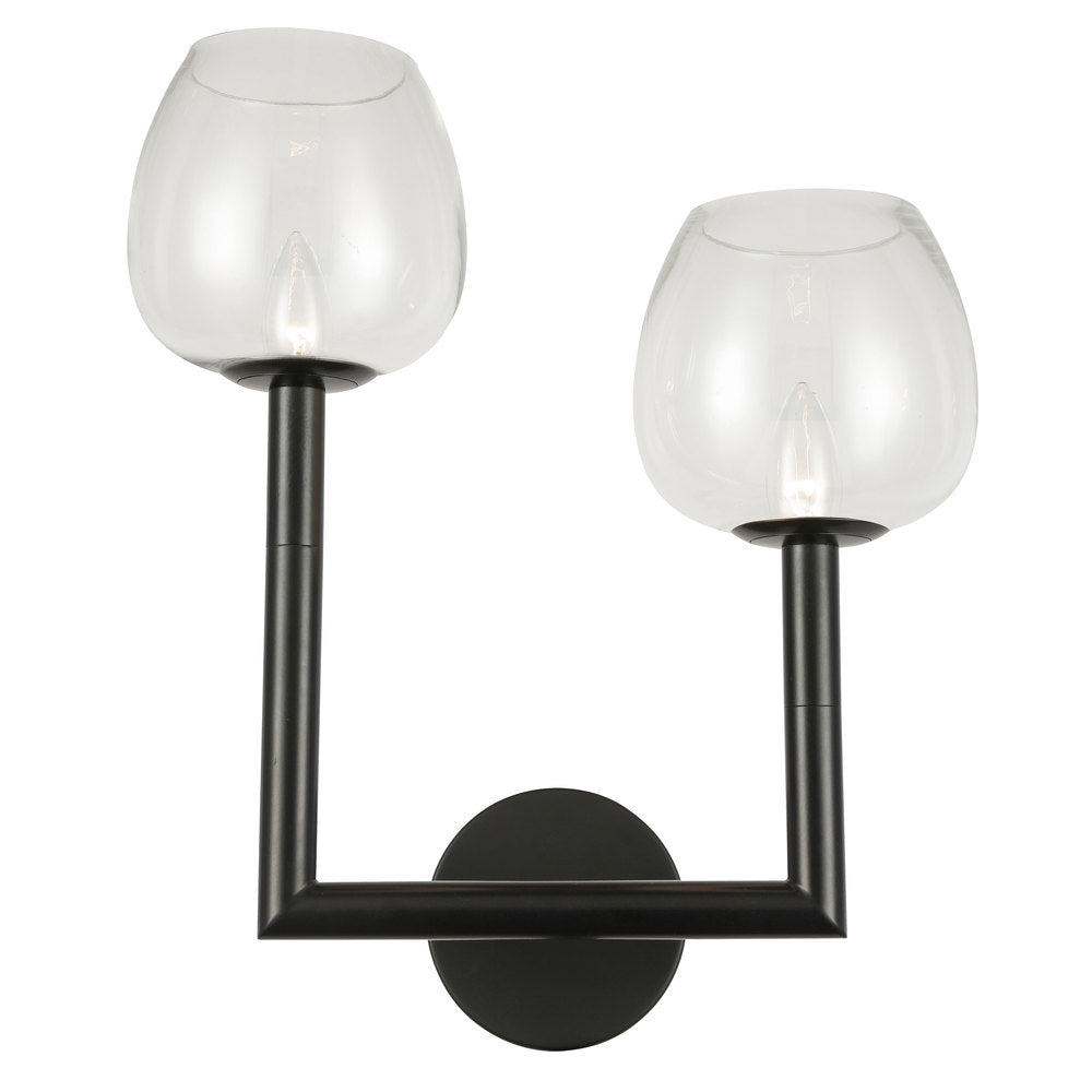 2LT Incandescent Wall Sconce, MB w/ CLR Glass