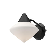 Load image into Gallery viewer, Nora 8-in Matte Black/Opal Matte Glass 1 Light Wall/Vanity
