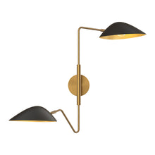 Load image into Gallery viewer, Oscar 6-in Aged Gold/Matte Black 2 Lights Wall/Vanity
