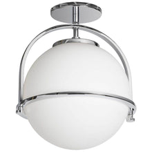 Load image into Gallery viewer, 1LT Incandescent Semi-Flush Mount, PC w/ WH Glass
