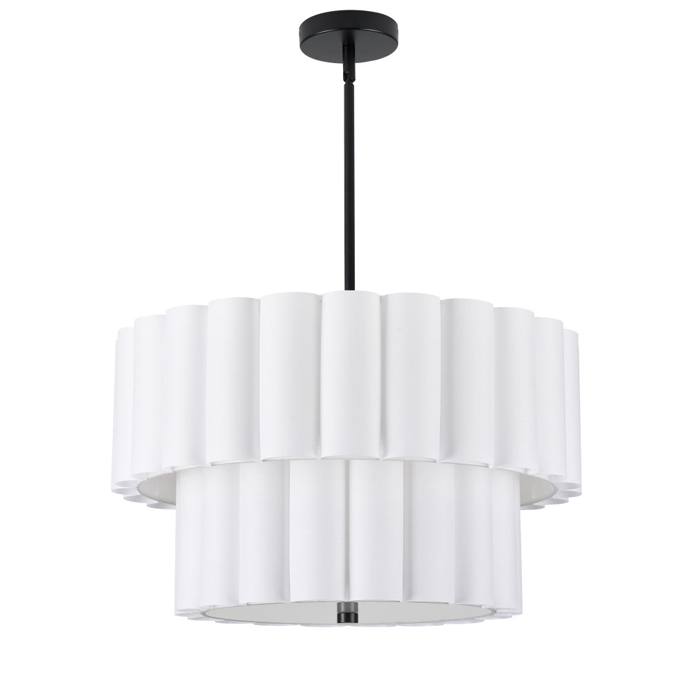 4LT MB 2 Tier Pendant w/ WH Scallop Shades