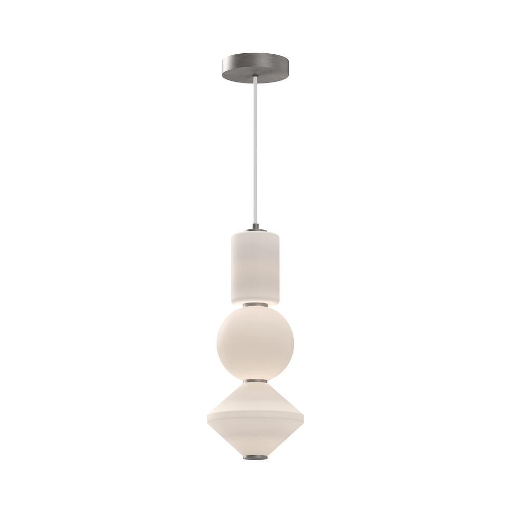 Bijou 8-in Brushed Nickel/Opal Matte Glass LED Pendant