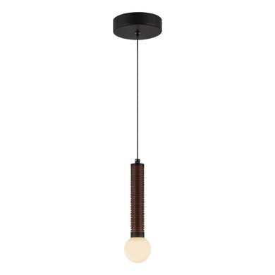 Arden 9-in Matte Black/Opal Glass LED Pendant
