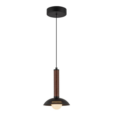 Arden 9-in Matte Black/Opal Glass LED Pendant