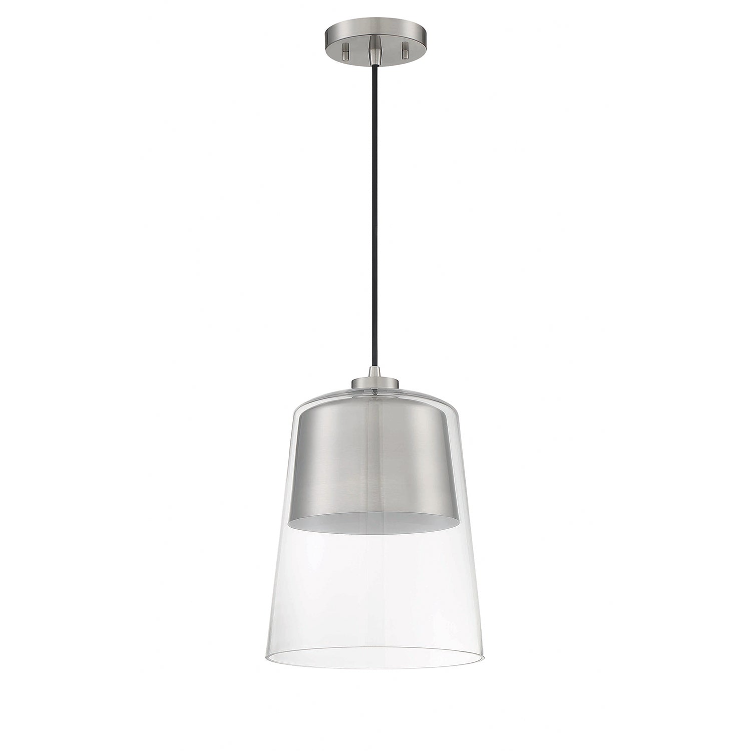 CALADON 1-Light Black Pendant - Satin Nickel