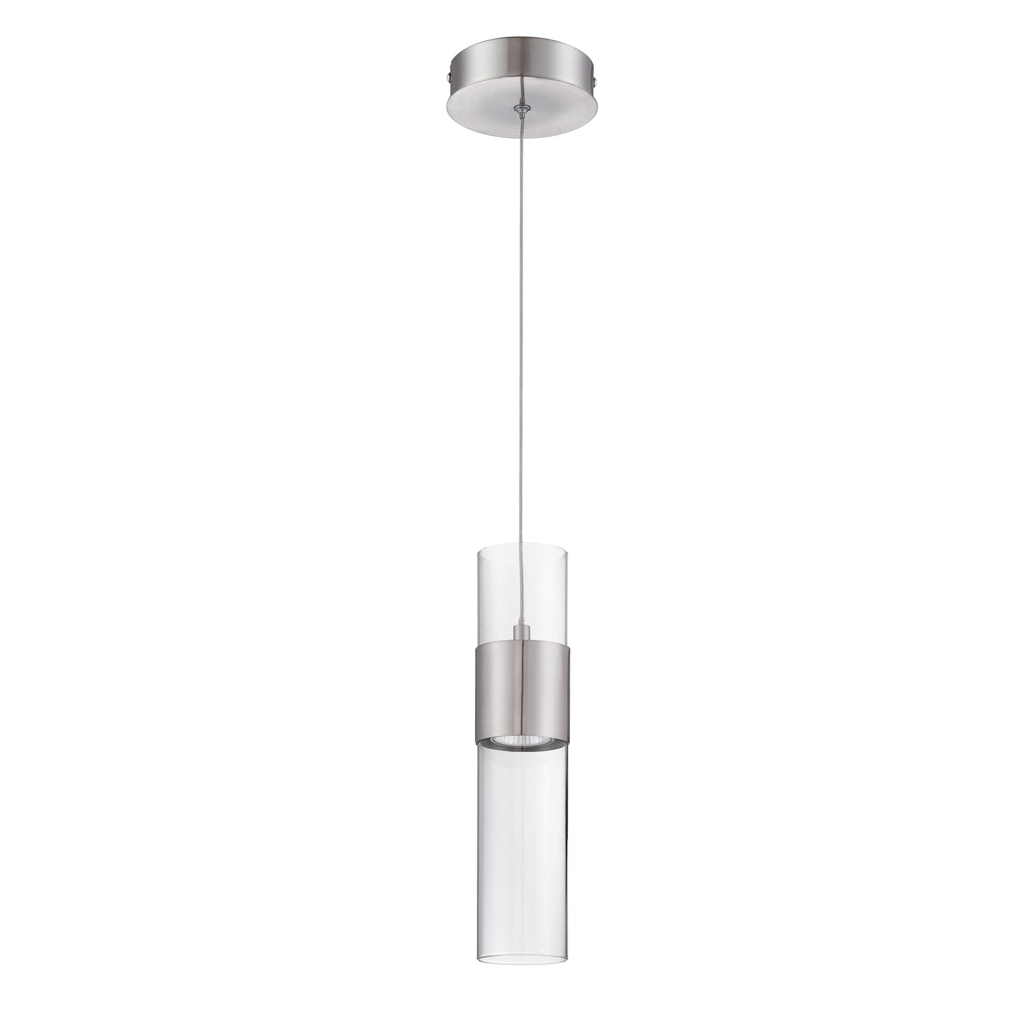 LOLA series 1-Light Chrome GU-10 Pendant - Satin Nickel
